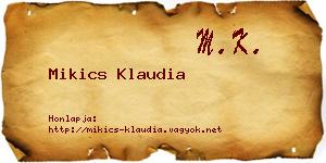 Mikics Klaudia névjegykártya